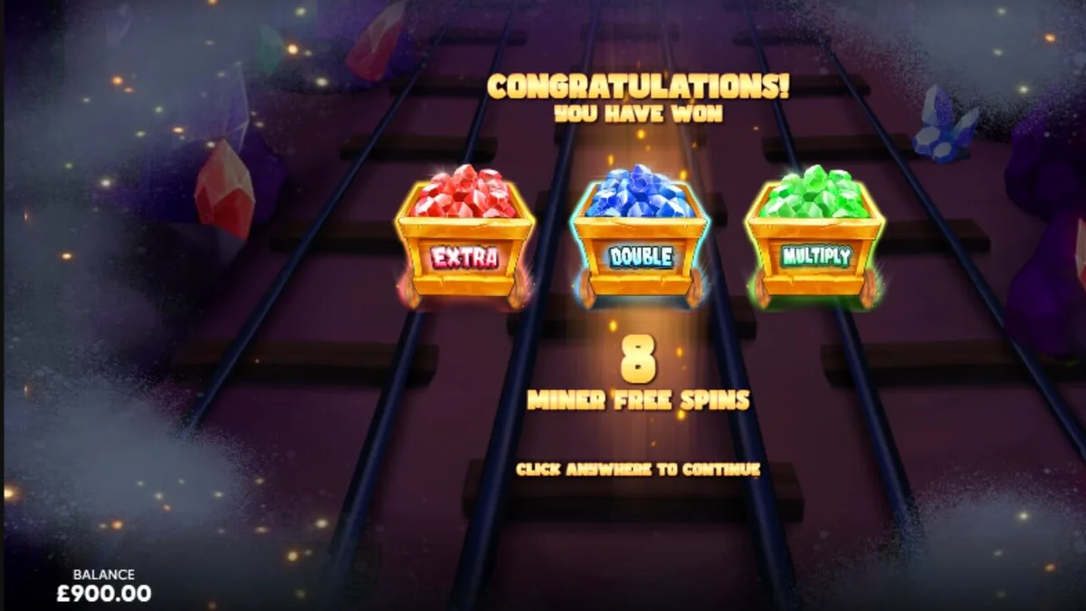 Pickaxe Payday slot mobile interface showing the cartoon miner and gold mine theme